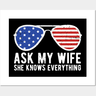 Ask My Wife She Knows Everything Funny Vintage Husband Posters and Art